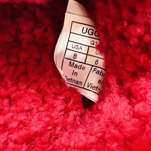 Ugg Fluffita Platform Sheepskin Slides Slippers Ribbon Red Womens US 8 - NEW - Picture 10 of 10